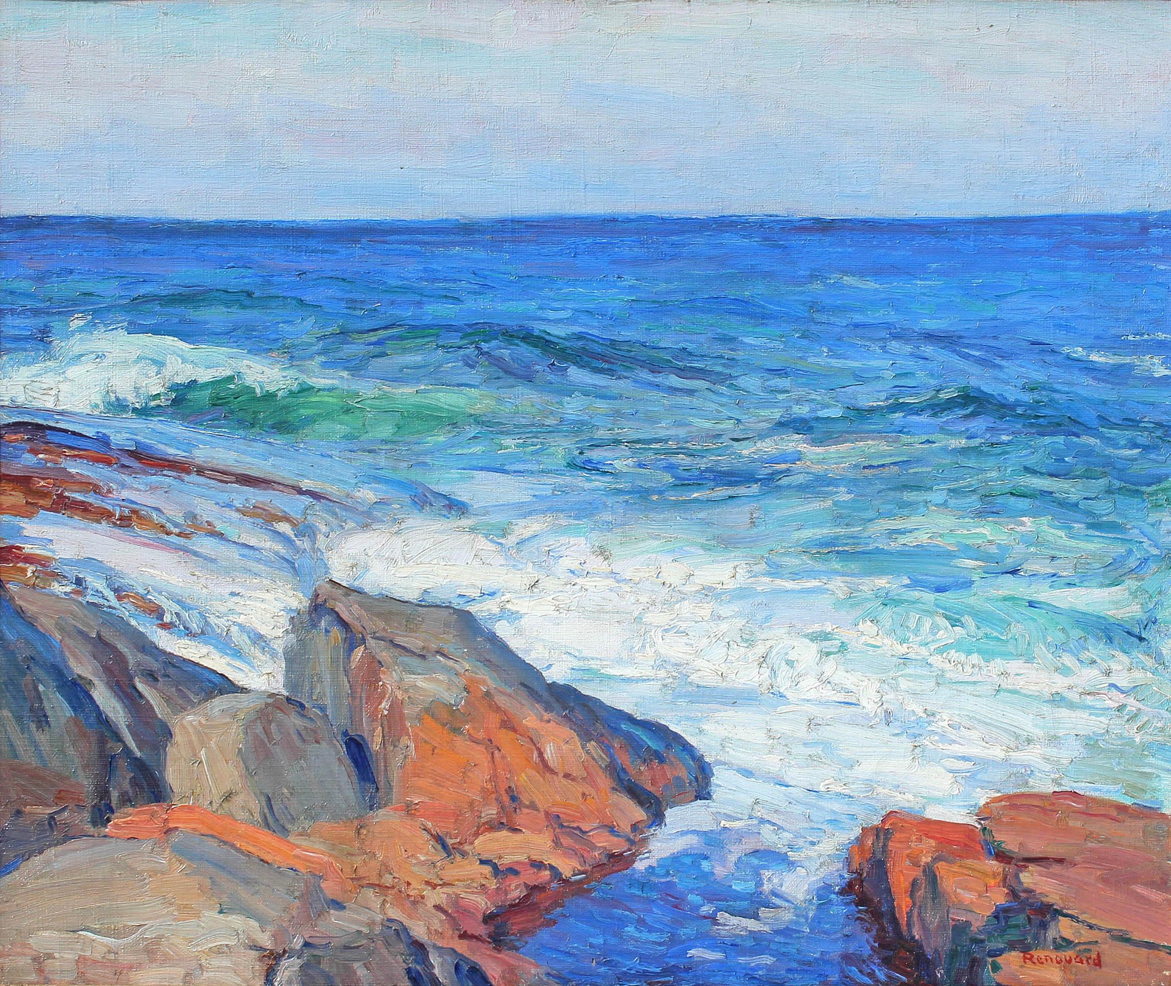 Peinture à l'huile impressionniste de paysage marin de George Renouard