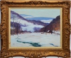 Impressionistische Winterlandschaft, New York, Schneeansicht, Ölgemälde, George Renouard