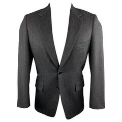 GEORGE REPINEC 36 Black & Grey Herringbone Wool Notch Lapel Sport Coat