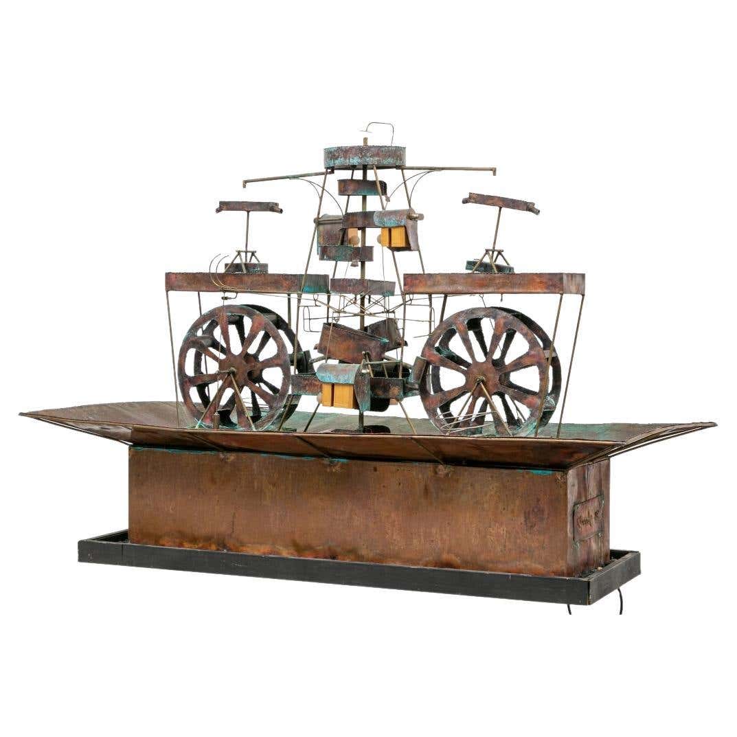George Rhoads 1989 Large Scale Metal Kinetic Fountain Sculpture For ...