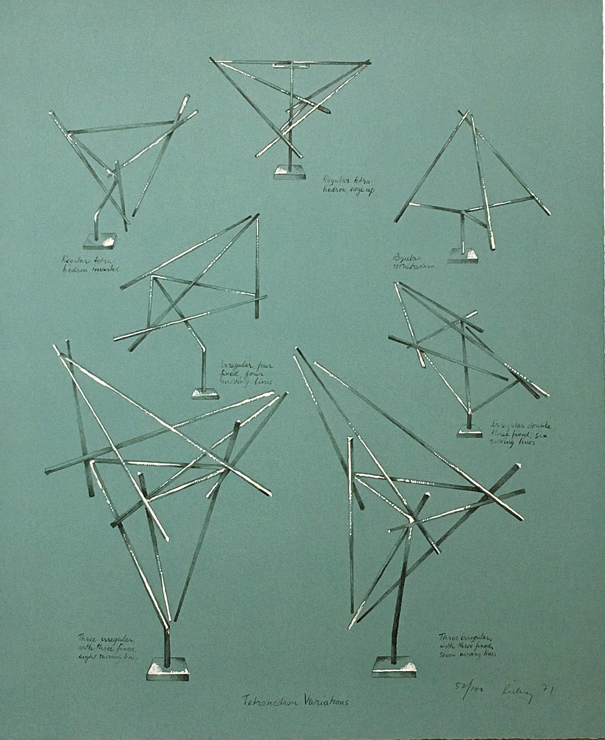 George Rickey Abstract Print - Tetrahedron Variations (86, Verlag Marburg)