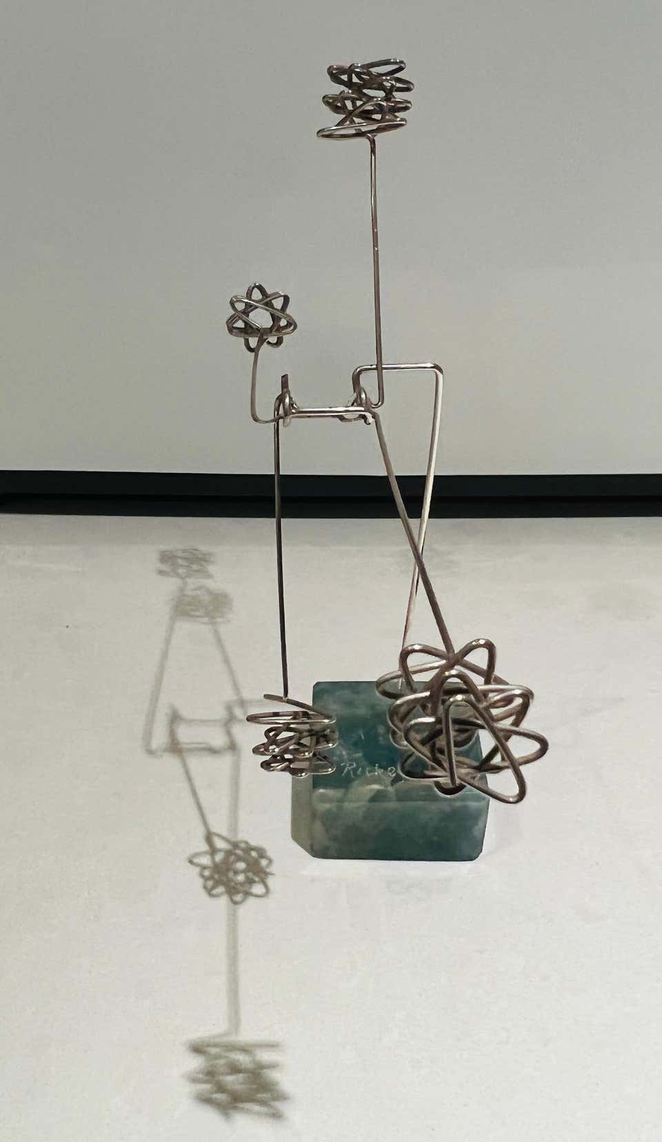 Two Spirals Abstract Sculpture in Metal and Marble, 1971, Signed