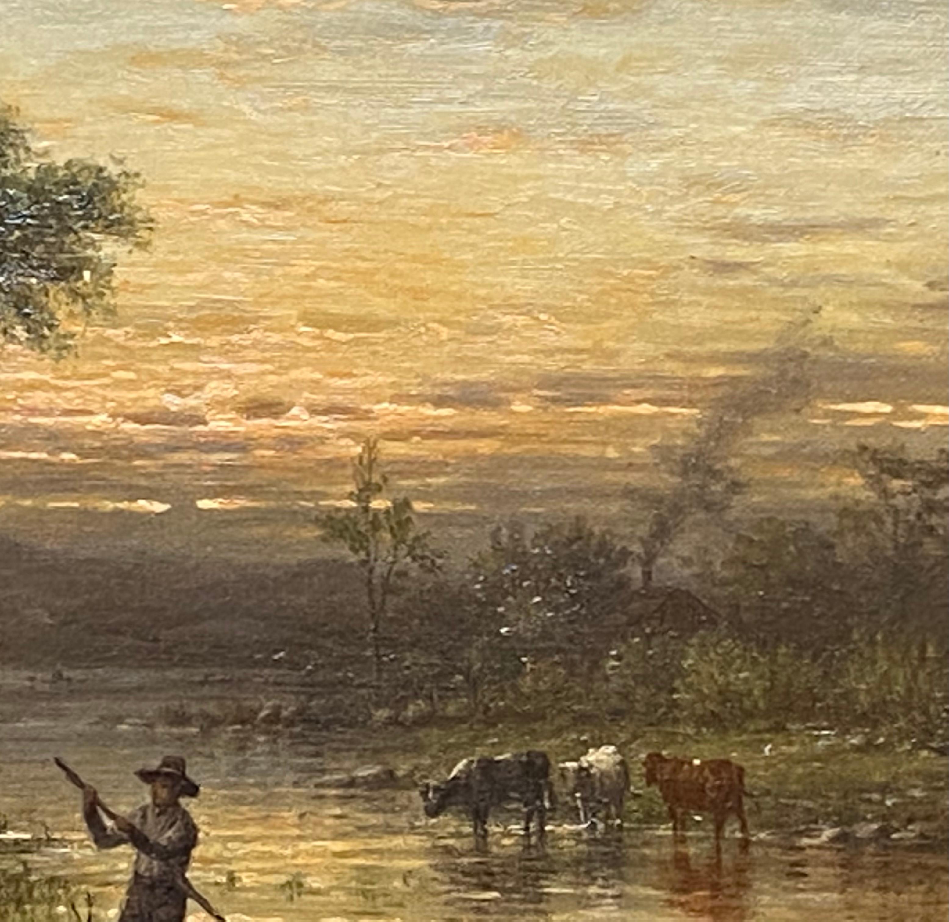 “Sunset on the River” - Academic Painting by George Riecke