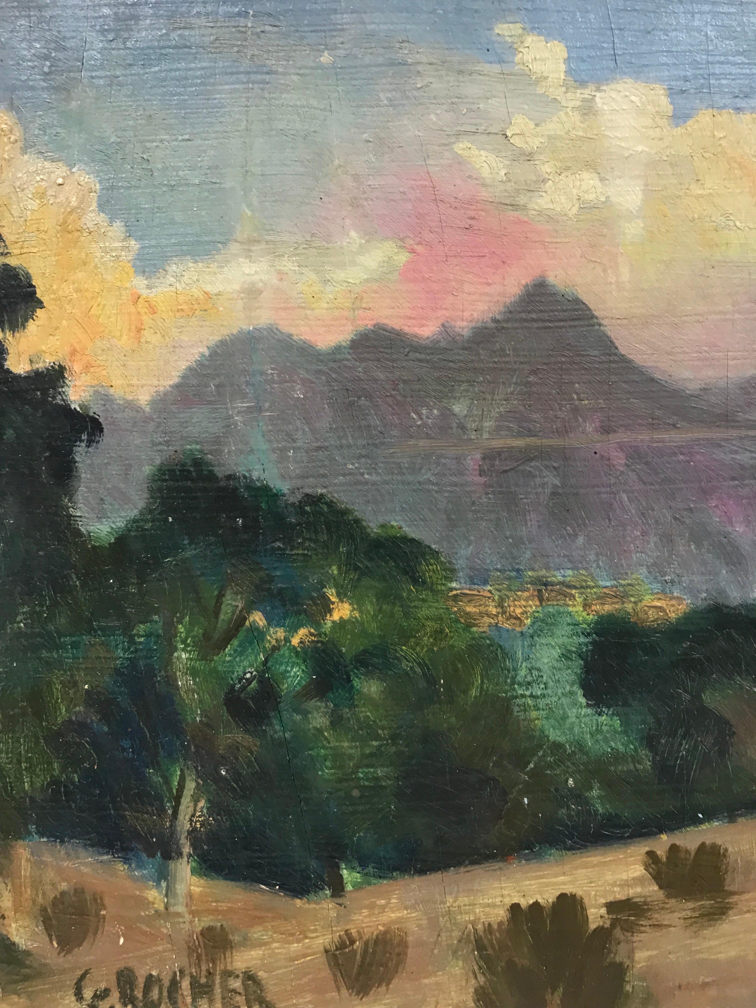 1930 Oleo Provenzal Frances Firmado Fauvista Colores Precioso Cielo en venta 2