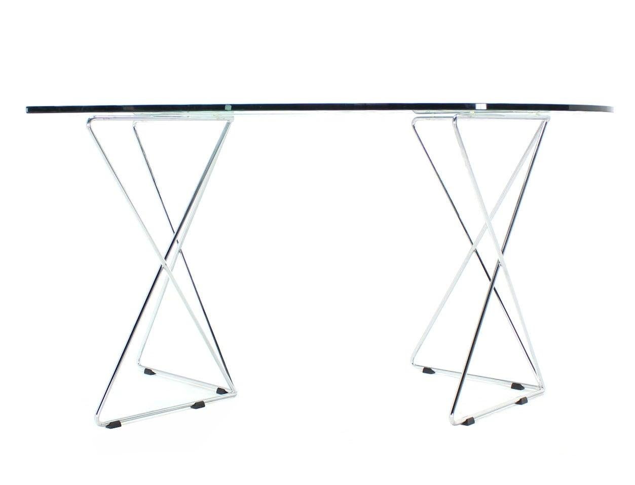 Top en verre d'art George Rodrigue  Table de salle à manger avec base en fil de fer chromé Signé par l'artiste  en vente 2