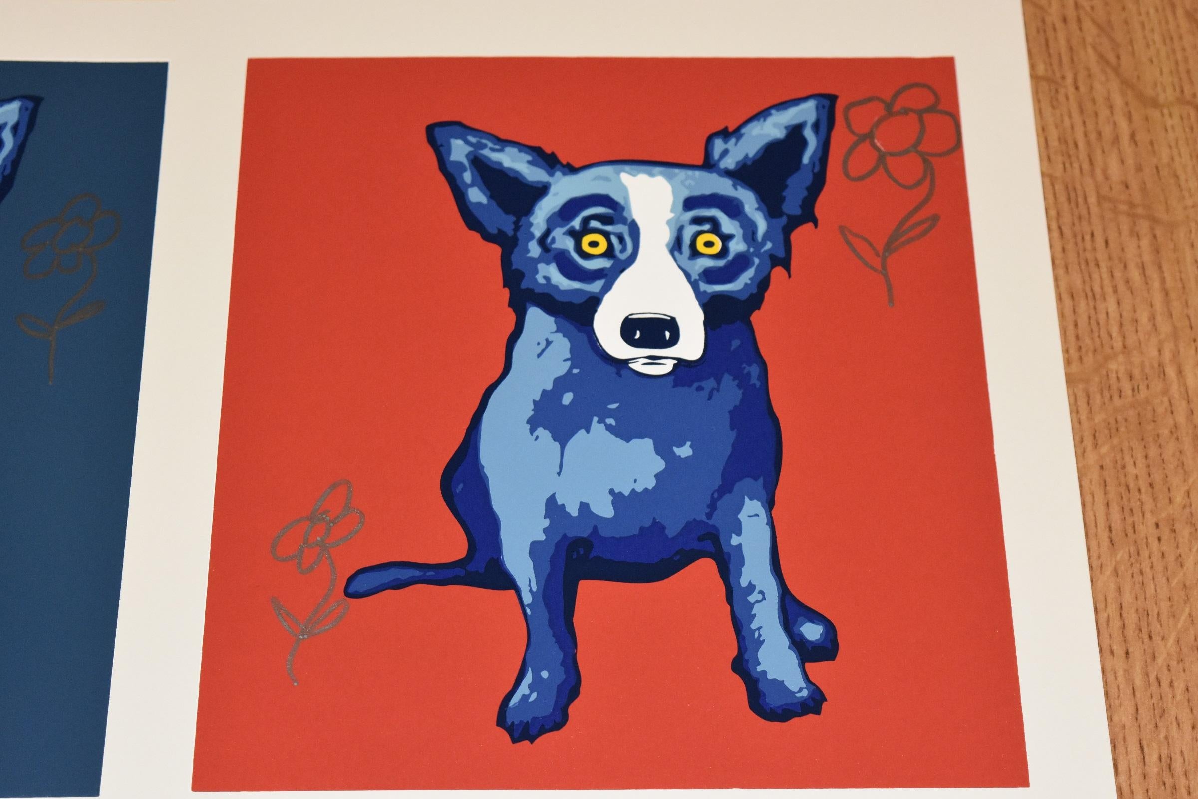 Original Li'l Blue Dog Proof Remarqued - Signed MM One of a Kind Blue Dog - Pop Art Mixed Media Art by George Rodrigue