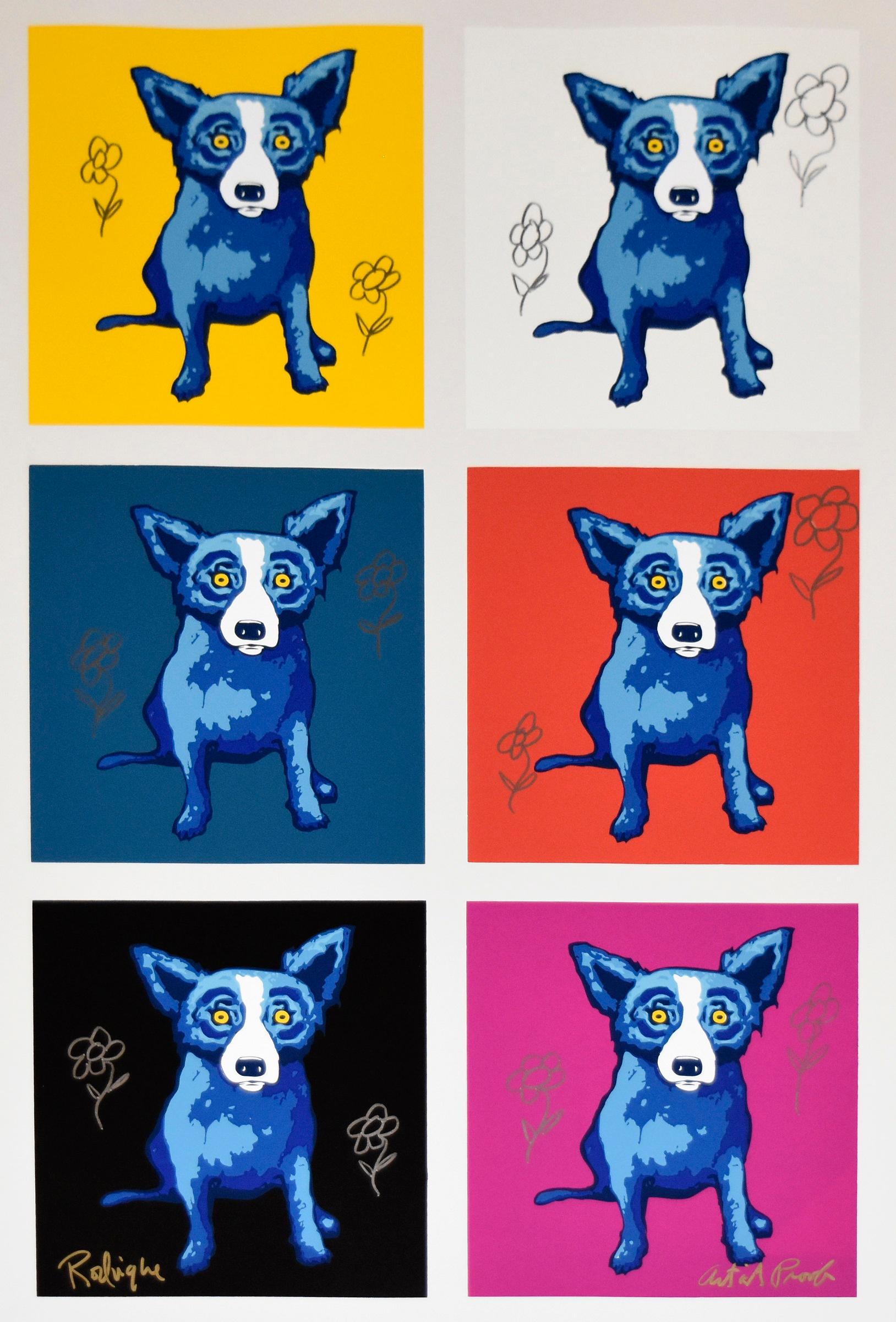 Original Li'l Blue Dog Proof Remarqued - Signed MM One of a Kind Blue Dog - Mixed Media Art by George Rodrigue