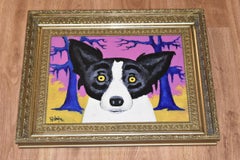 Cane blu "Originale - Cane quasi primario, Tiffany" Olio su tela firmato