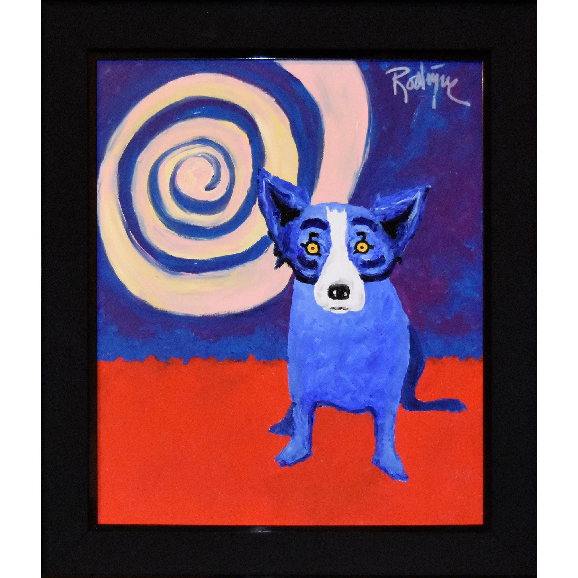 George Rodrigue Animal Painting - Blue Dog "Original - Twilight" - Signed Oil on Canvas