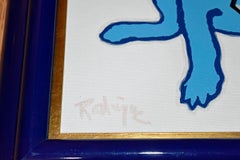 Blauer Hund „Original ohne Titel MM I“ Siebdruck und Öl auf Leinwand