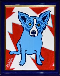 Perro Azul "Original sin título MM II"  Serigrafía y óleo sobre lienzo