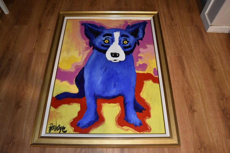 Rodrigue Original Chien Bleu Signed Oil and Acrylic on