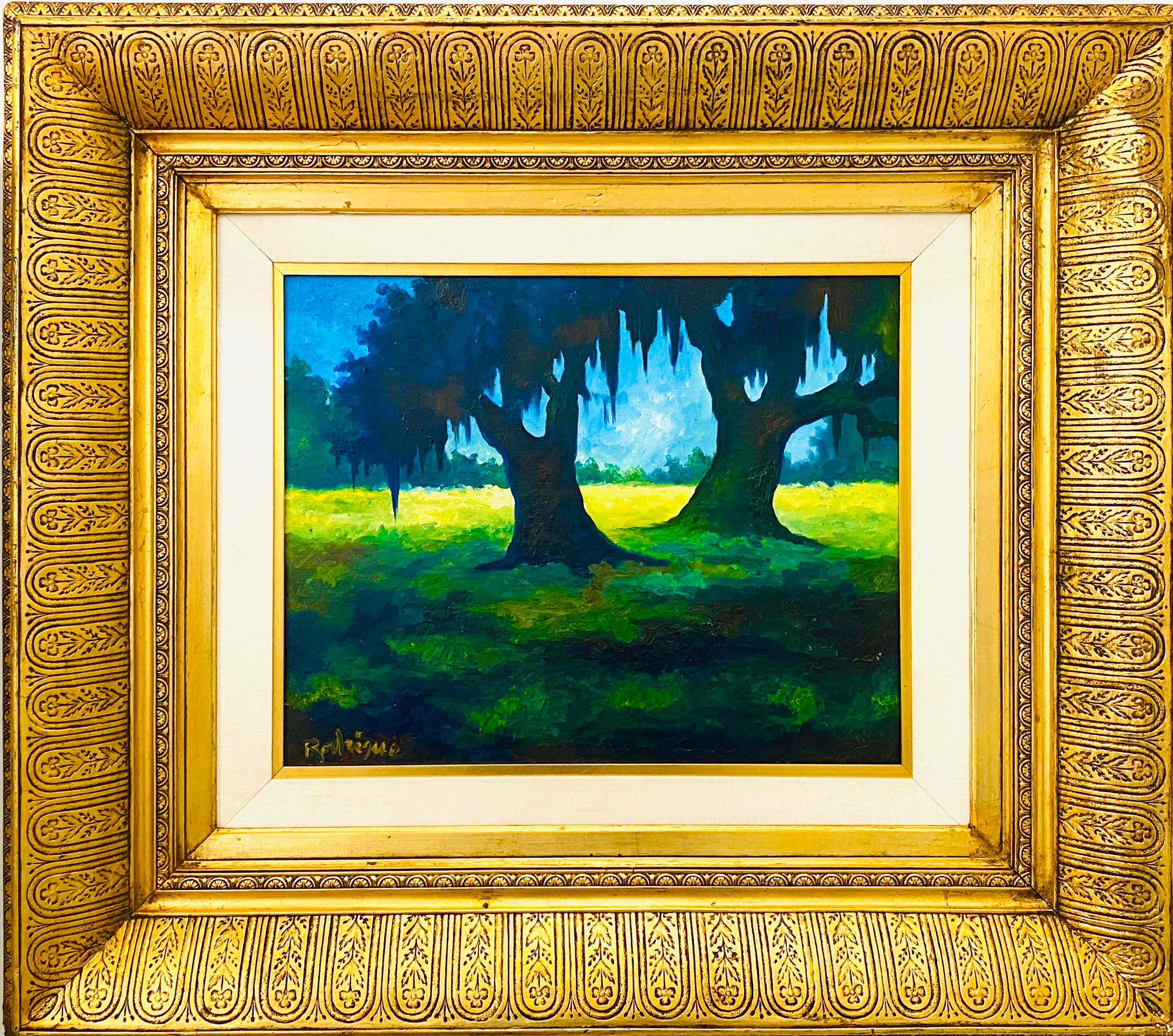 George Rodrigue Landscape Painting - Louisiana Landscape with Two Oak Trees 