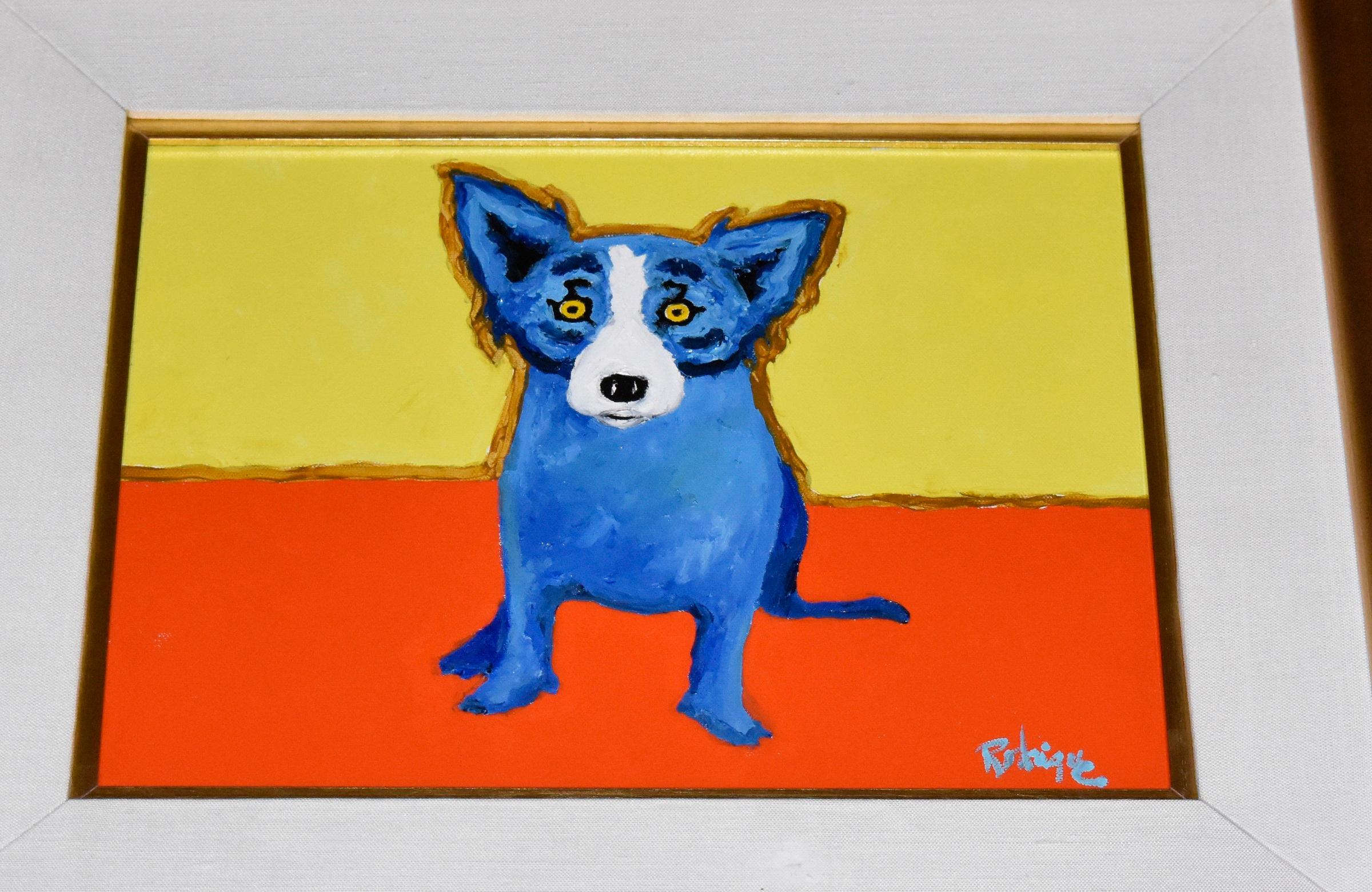 Original - Center Stage - Acrylic on Linen - Signed Blue Dog - Painting by George Rodrigue