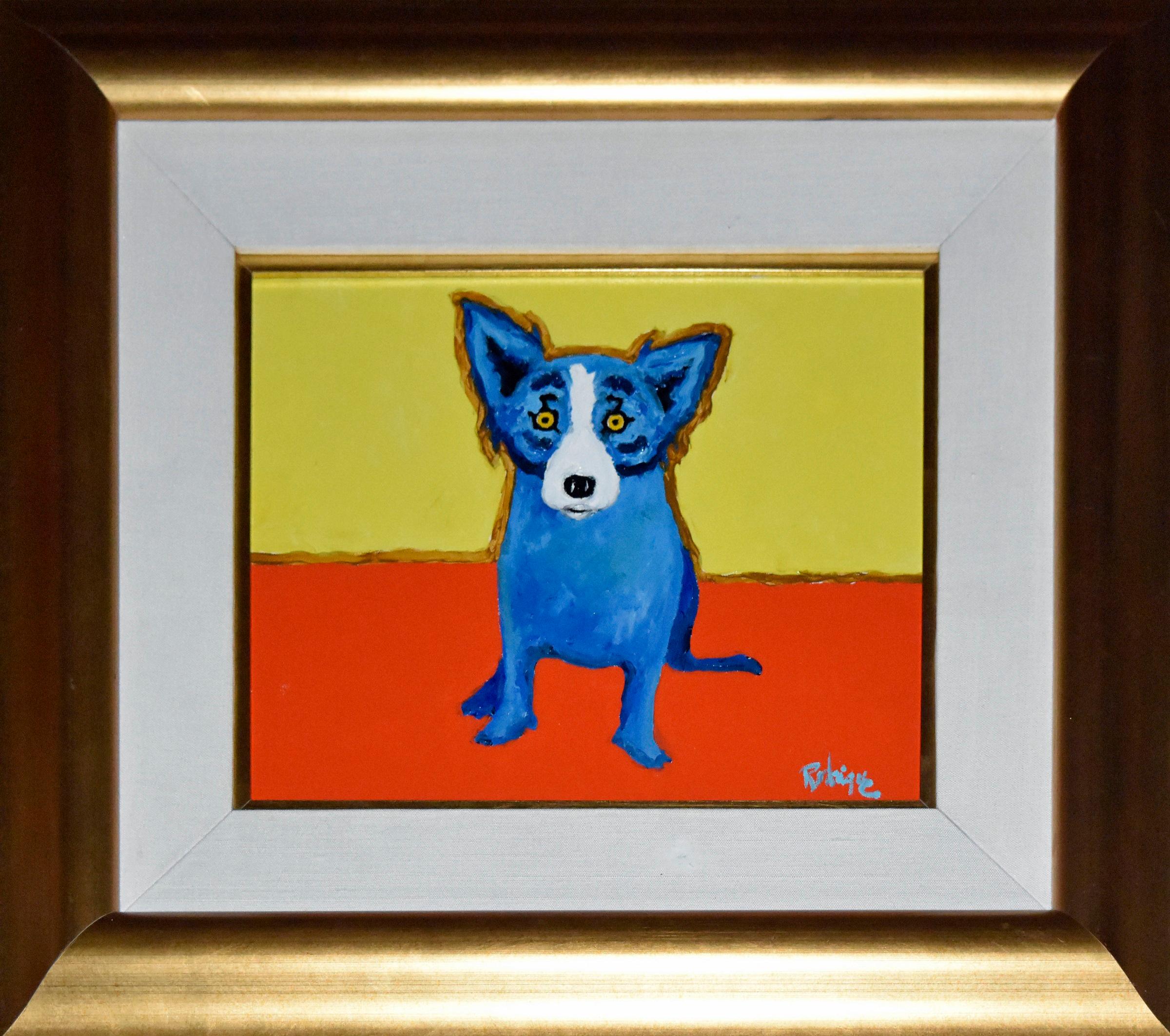 George Rodrigue Animal Painting - Original - Center Stage - Acrylic on Linen - Signed Blue Dog