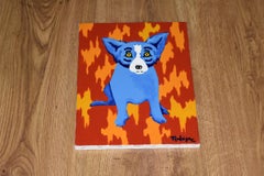 Original - Fire Wall - Signed Acrylic on Canvas - Blue Dog