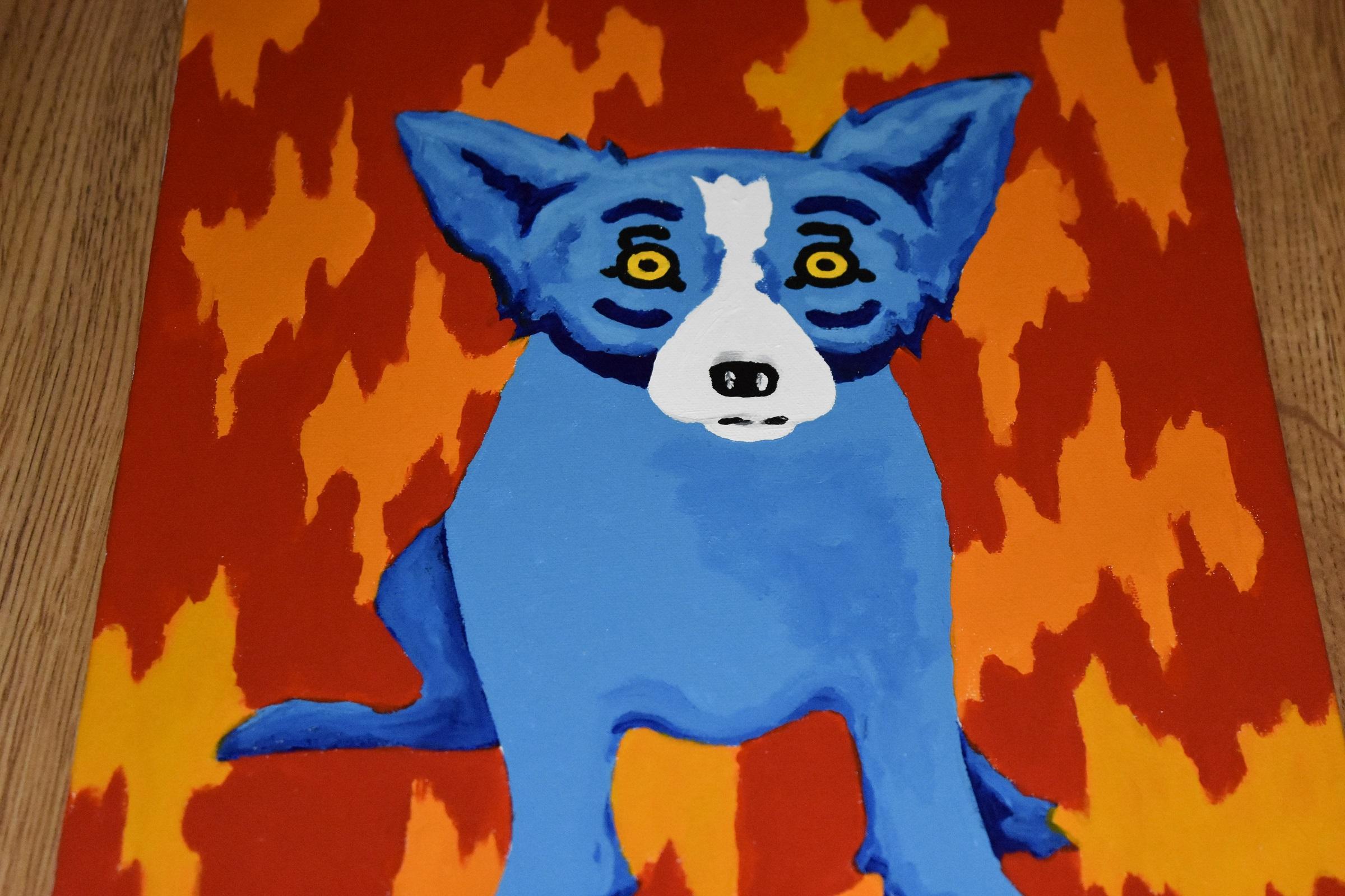 original blue dog painting