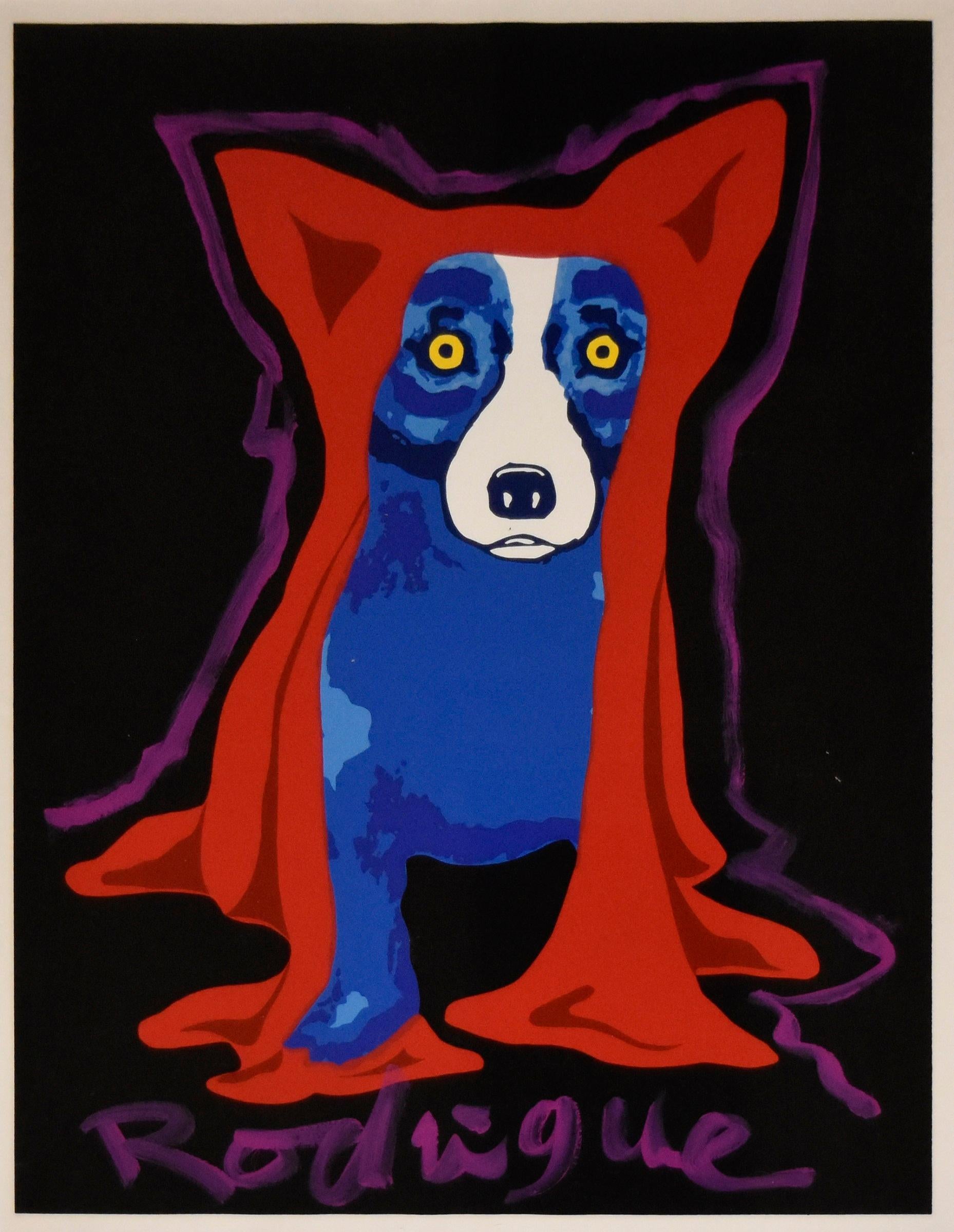 Original Hand Embellished - Hiding My Blues From You - Mixed Media Art by George Rodrigue