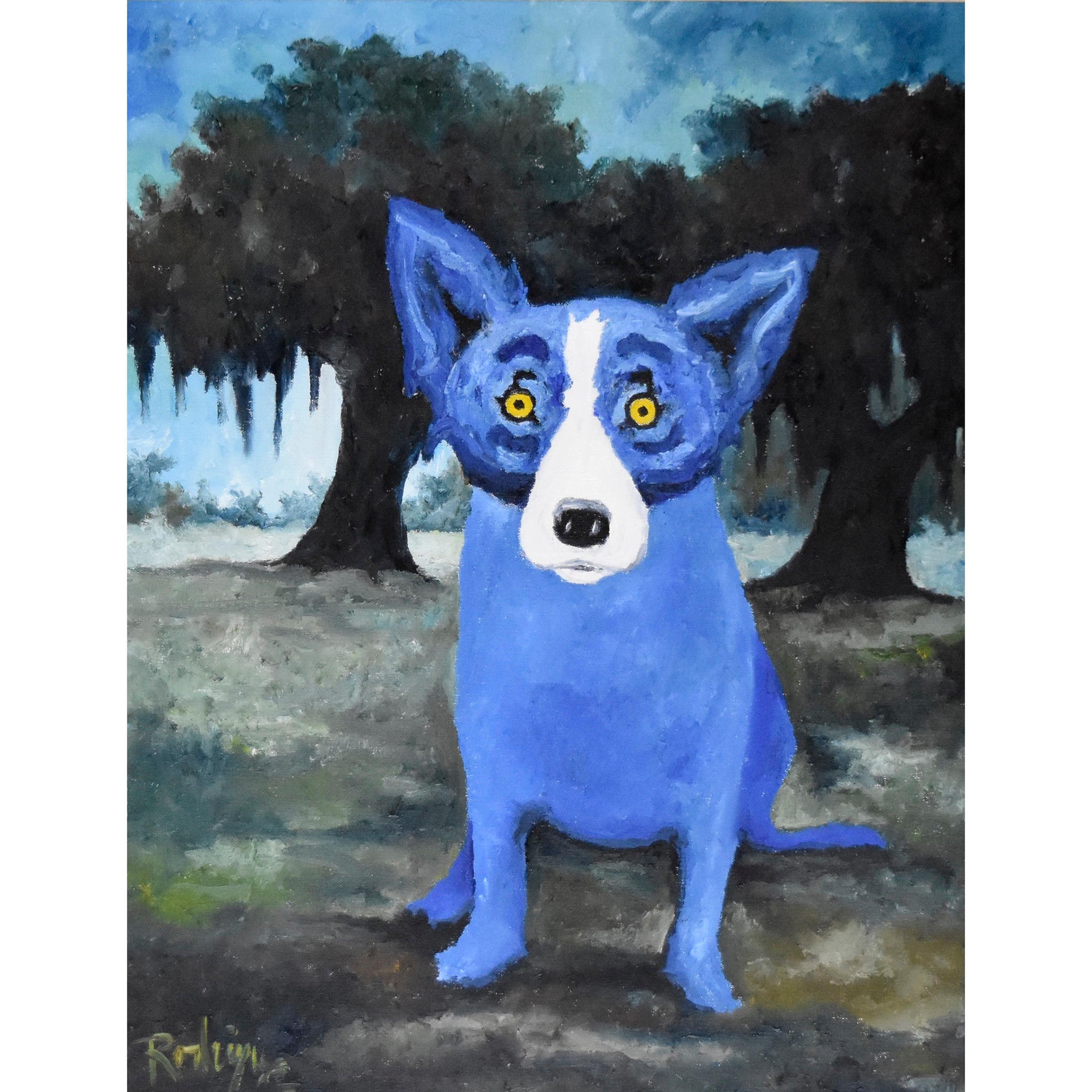 George Rodrigue Original Looking For Pirogue Oil On Canvas For Sale George Rodrigue Original Looking For Pirogue Oil On Canvas For Sale