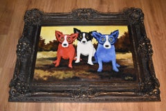 Original - Split Personality - Signed Oil on Canvas Blue Dog