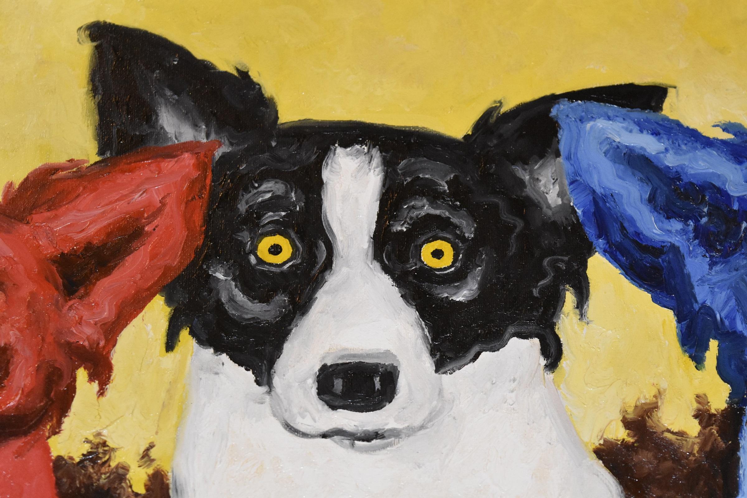 Artist:  George Rodrigue
Title:  Blue Dog “Original – Split Personality”
Medium:  Oil on Canvas
Date:  1991
Edition:  1 of 1
Dimensions:  36” X 24”
Description:  Signed & Unframed comes with FTIgallery COA. Paint scuffs and rubs at          
       