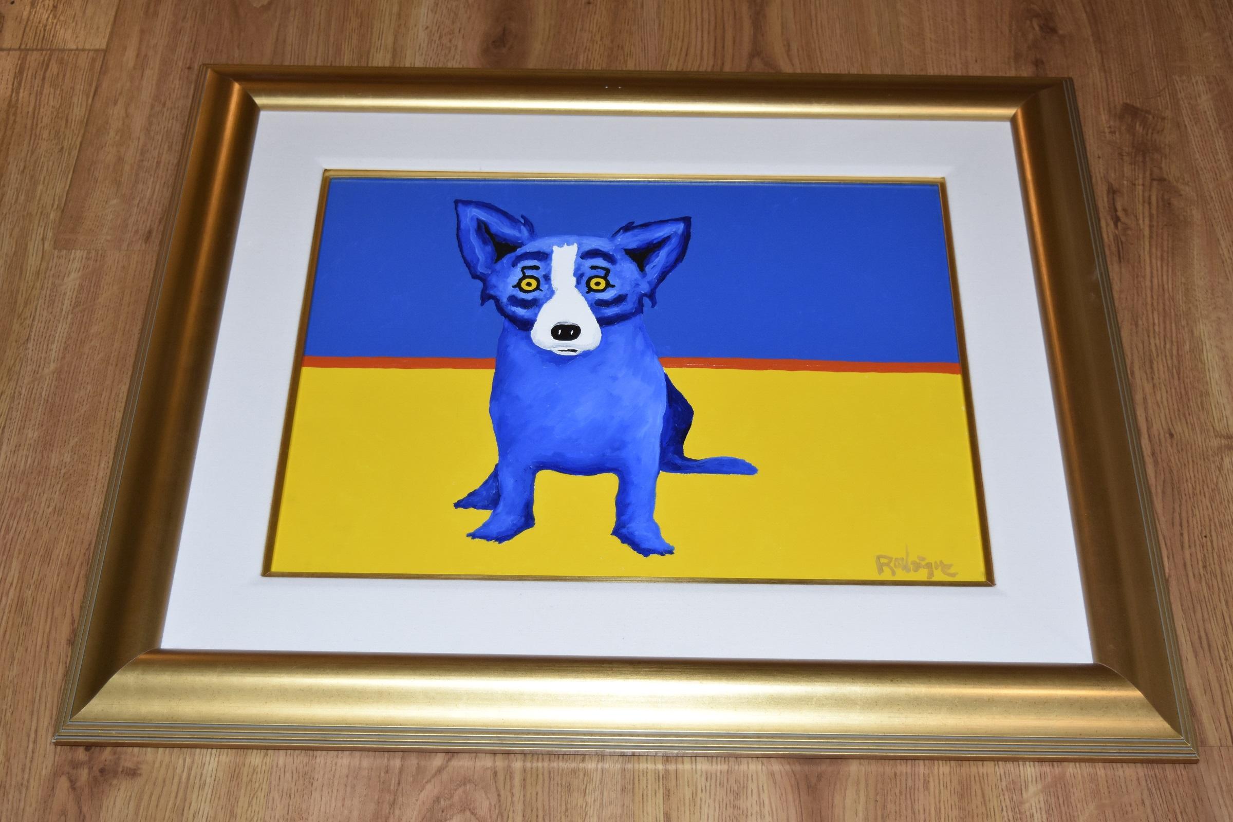 Original - There's a Fine Line Between Blue and Yellow - Signed Oil on Linen - Pop Art Painting by George Rodrigue