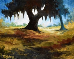 Original Untitled Landscape - Oil on Canvas Signed - Blue Dog