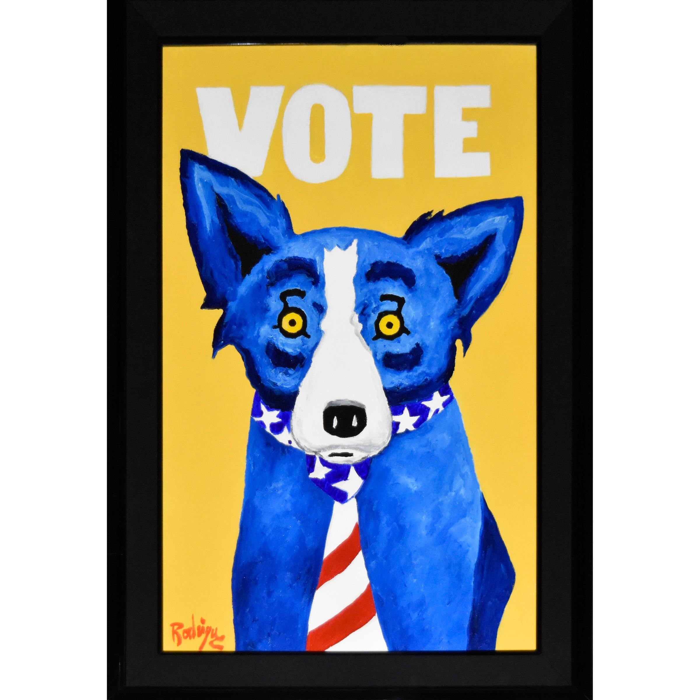 Animal Painting George Rodrigue - Original - Votez pour moi - Acrylique sur toile