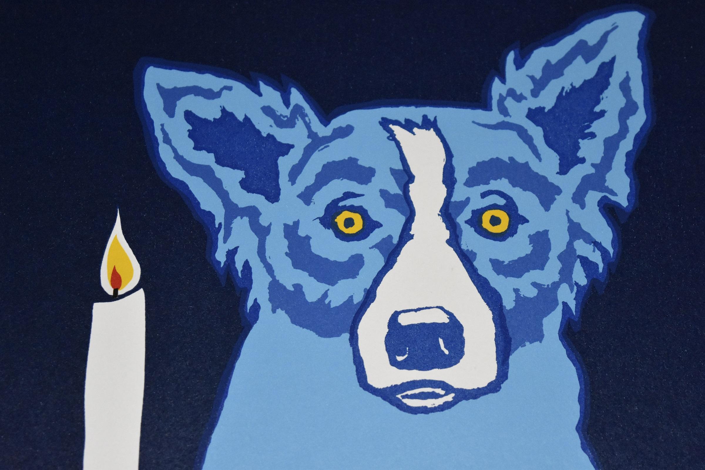 A Flame in My Heart for You - Blue Dog Silkscreen Print 1