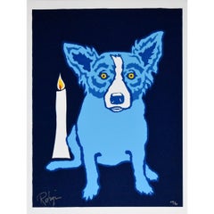 A Flame in My Heart for You – Blauer Hund – Siebdruck mit Siebdruck