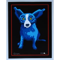 A Midnight Drink - Signed Silkscreen Blue Dog Print