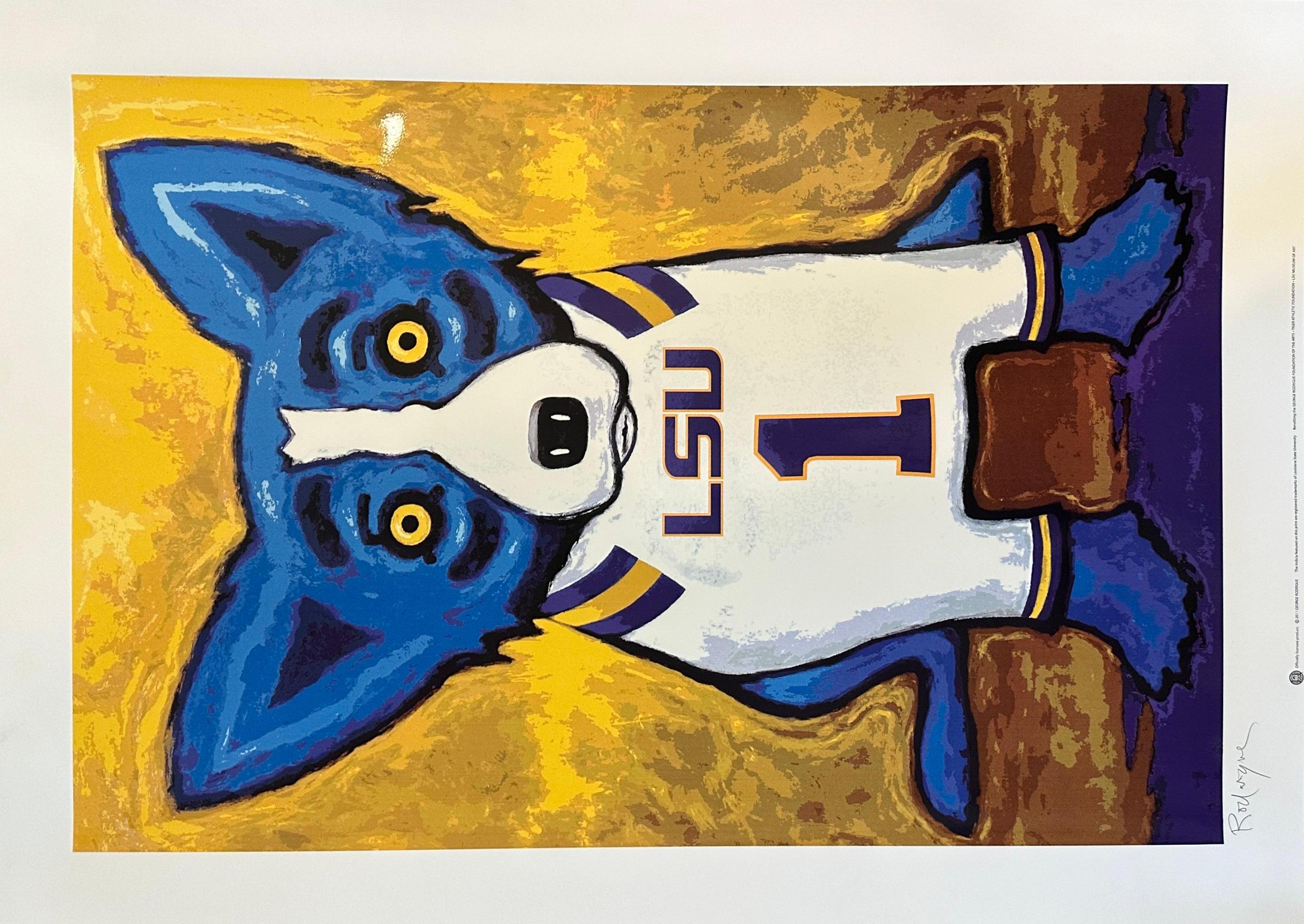 Éventail A Number One Tiger Fan (LSU Blue Dog) - Print de George Rodrigue