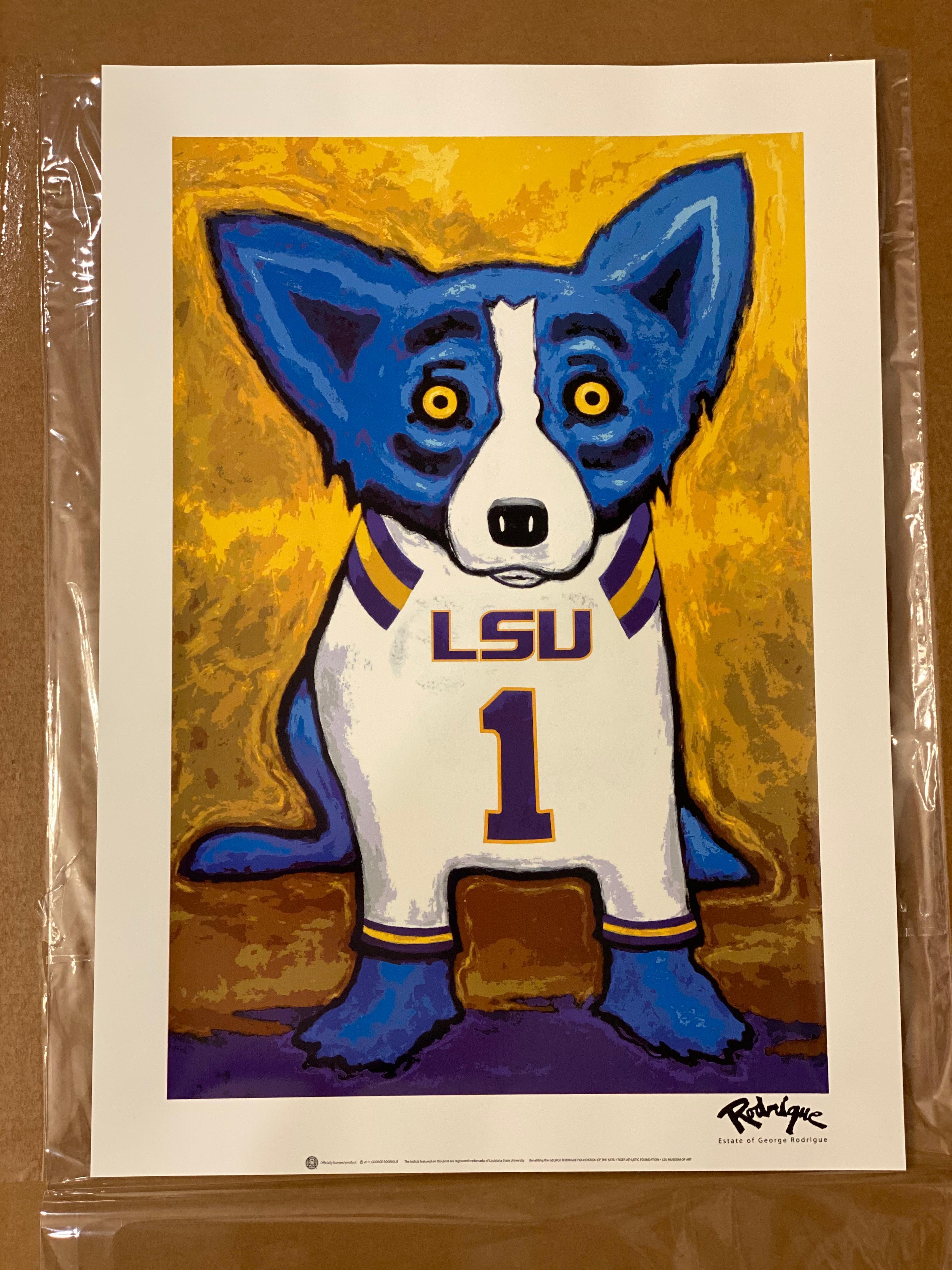 Animal Print George Rodrigue - Éventail A Number One Tiger Fan (LSU Blue Dog)