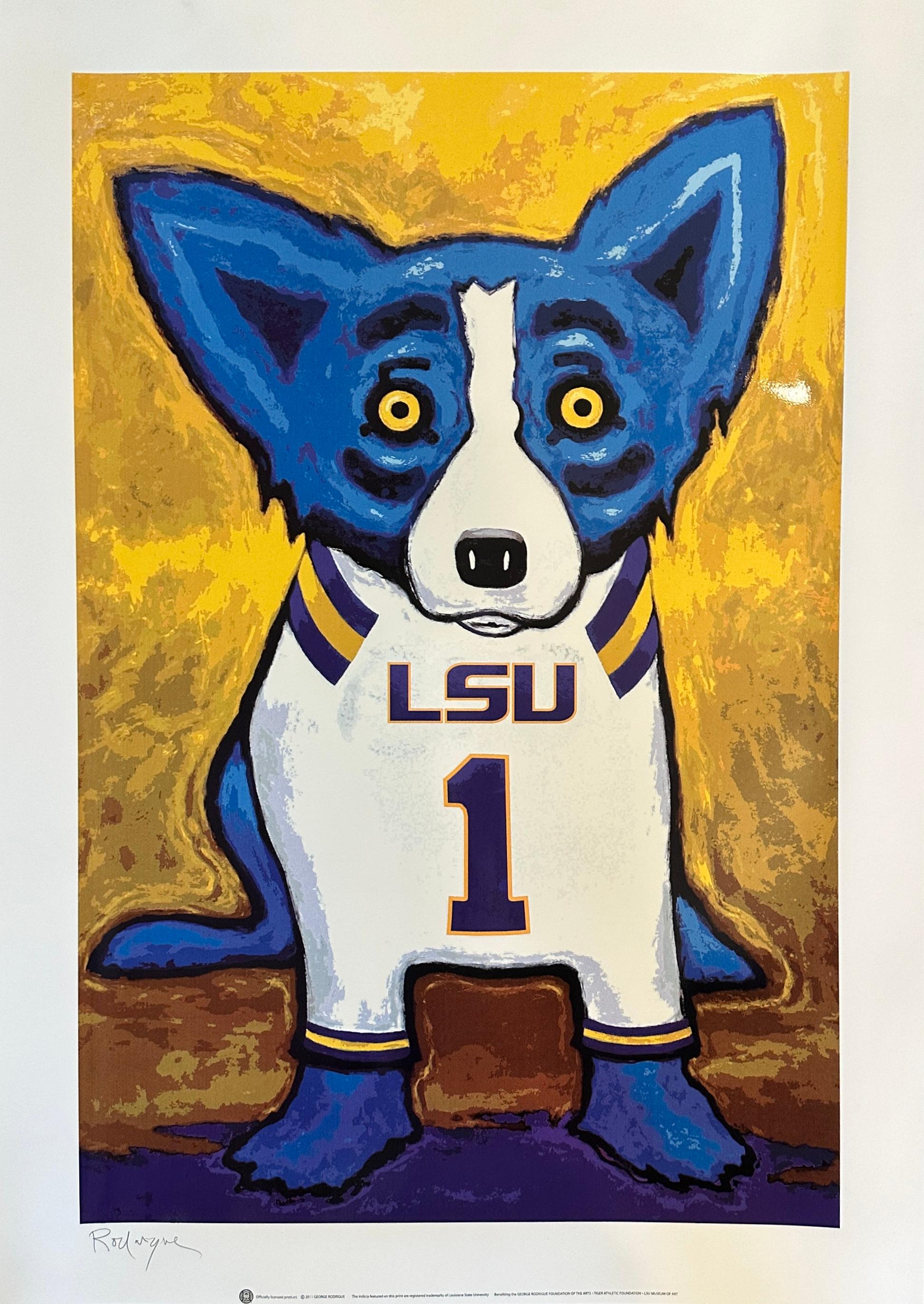 George Rodrigue Animal Print - A Number One Tiger Fan (LSU Blue Dog)