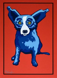 Absolut Dog on Canvas - Signed Silkscreen Blue Dog Print