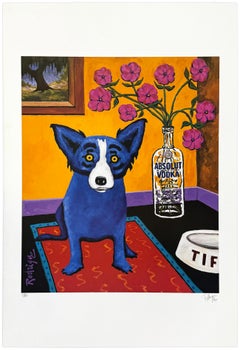 Absolut Rodrigue, litografía grande firmada a mano, edición de 200 ejemplares, Blue Dog, 1993