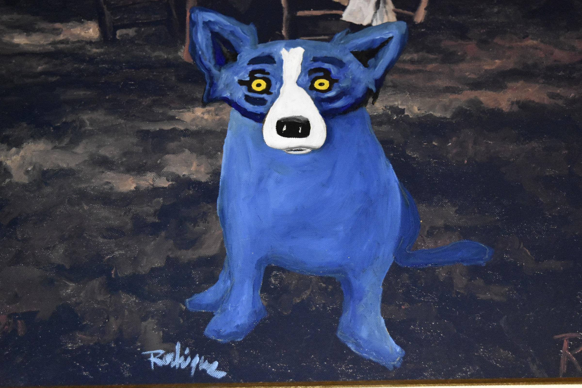 dog painted blue