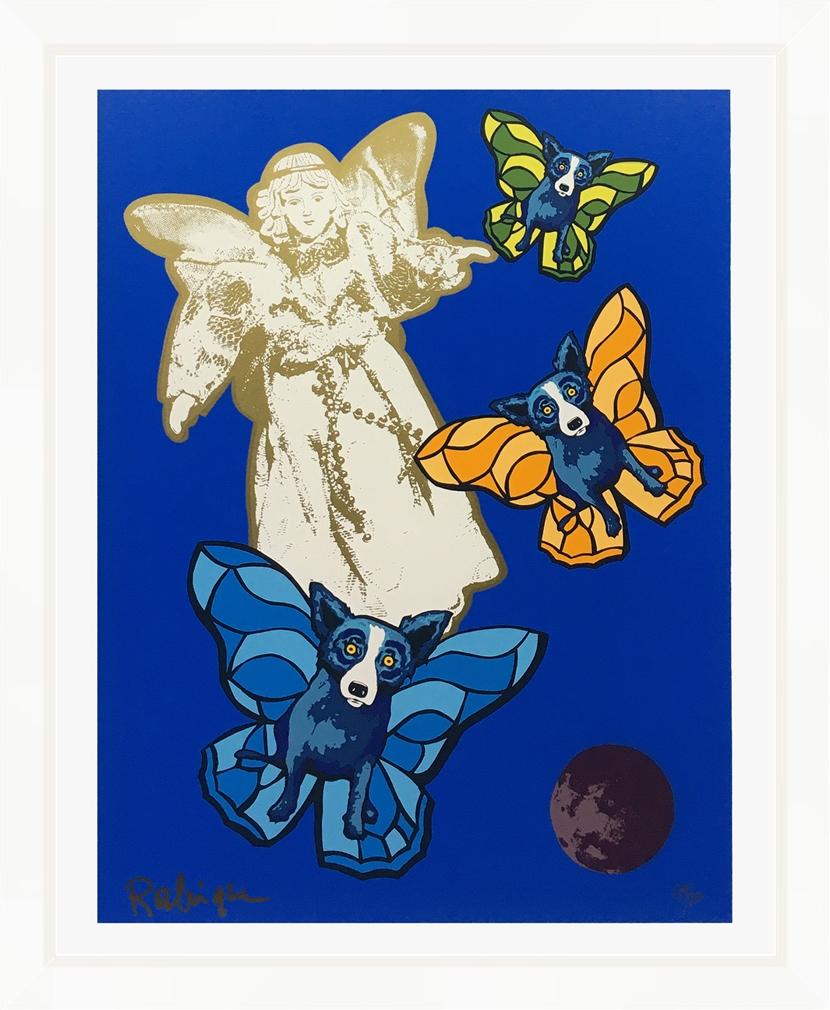 George Rodrigue Animal Print - ANGEL BABY (BLUE DOG)