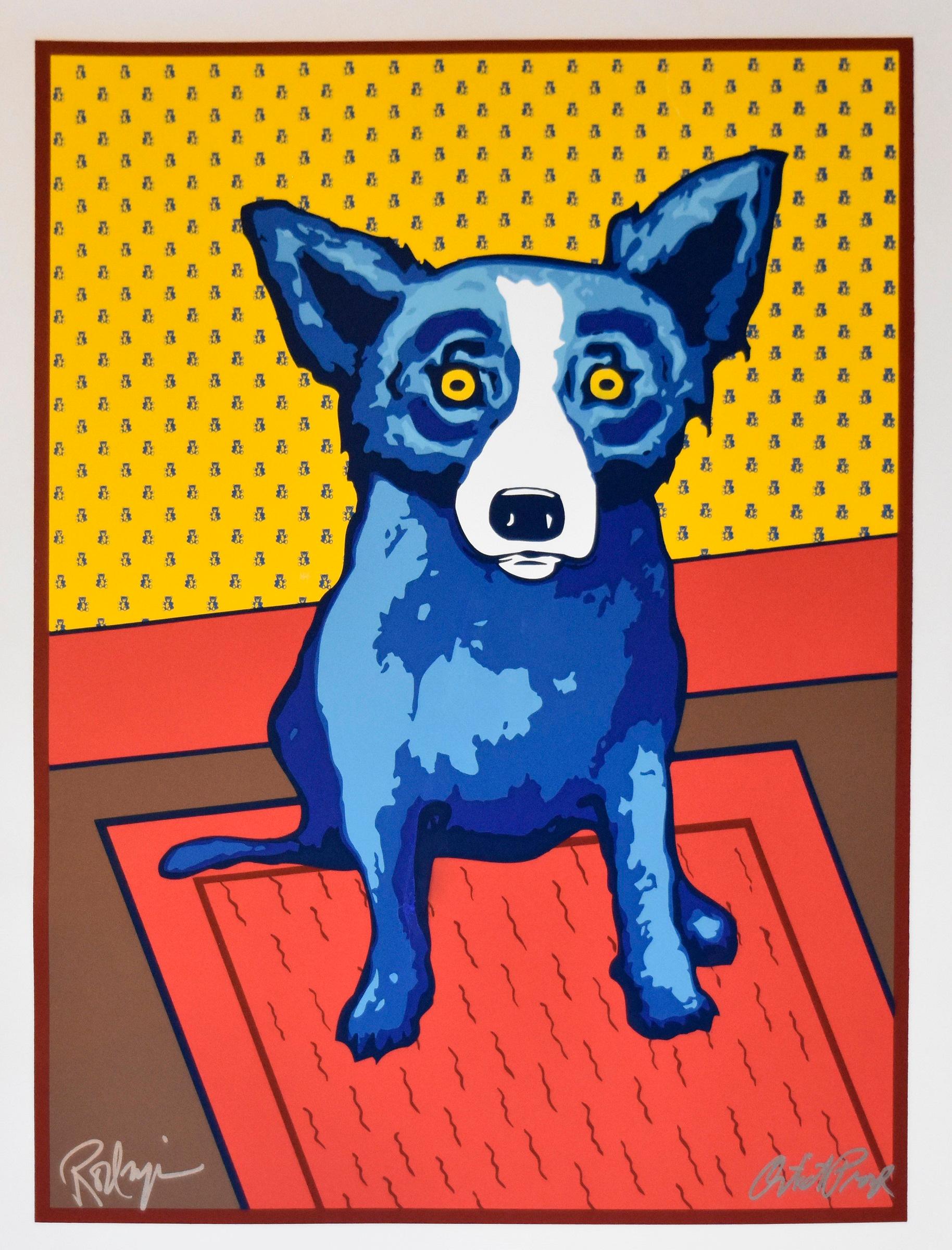 George Rodrigue Animal Print - Bear Walls - Signed Silkscreen Print - Blue Dog