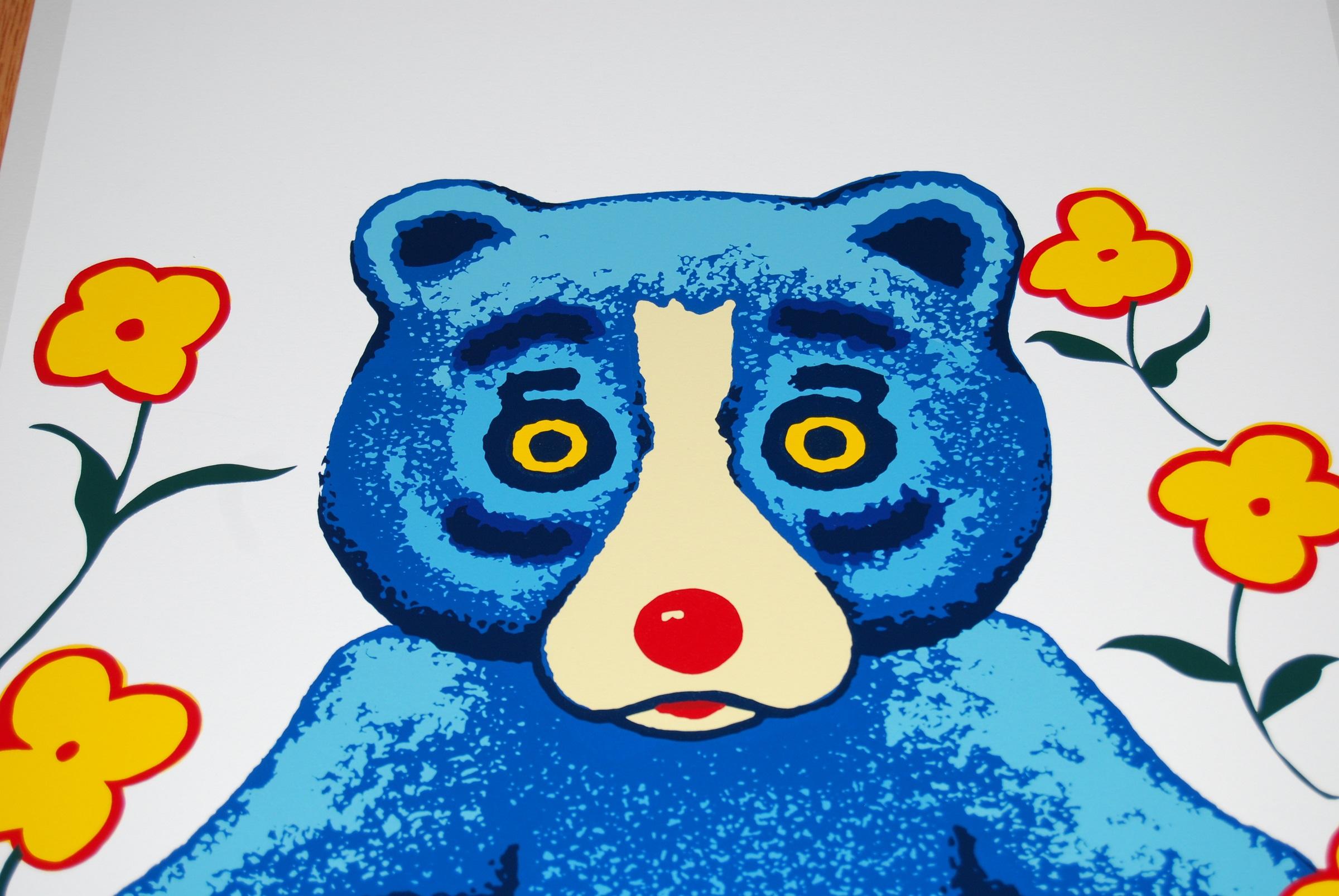 Bearly Spring White - Stampa serigrafica firmata del cane blu - Print Pop Art di George Rodrigue