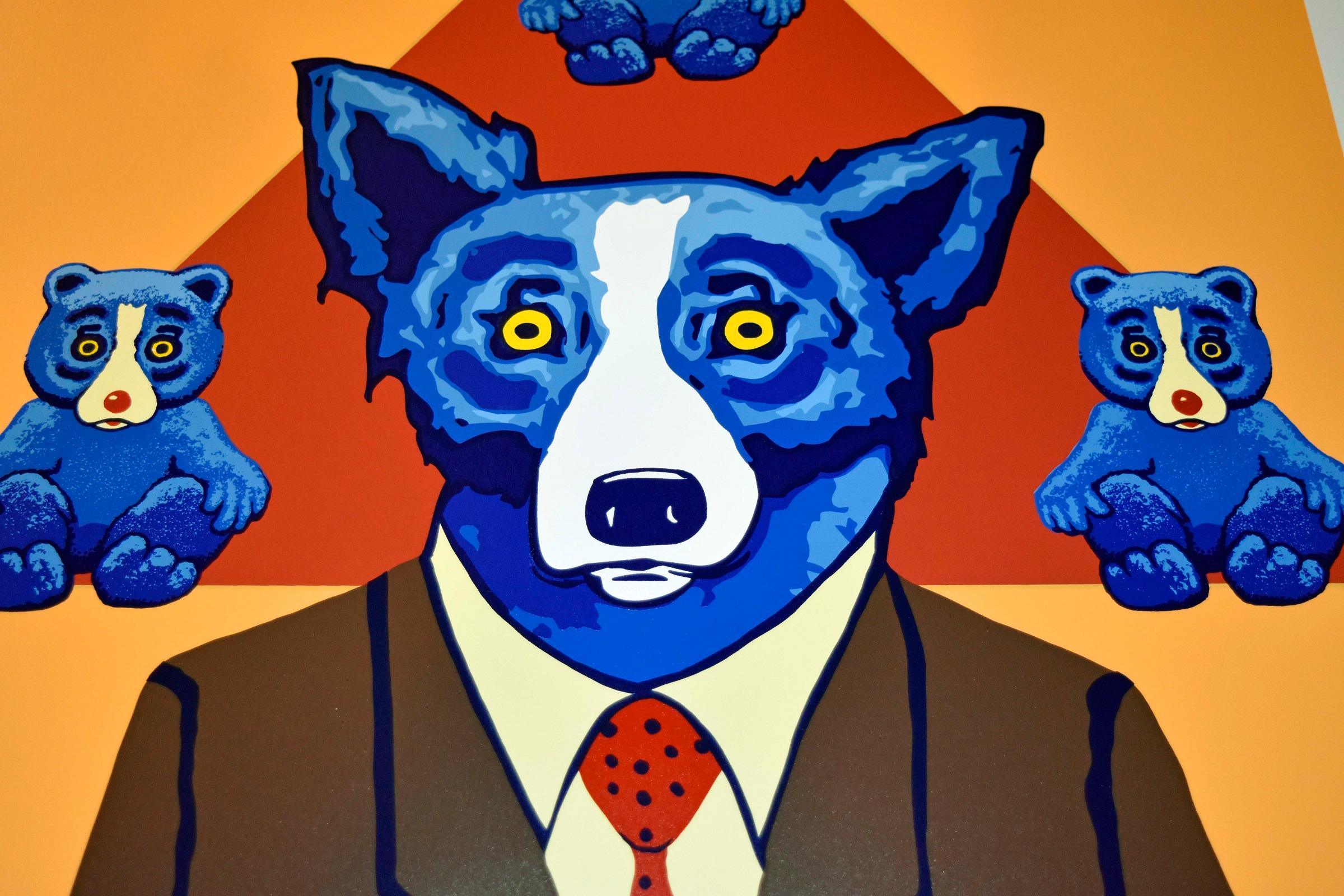 blue and orange dog cartoon