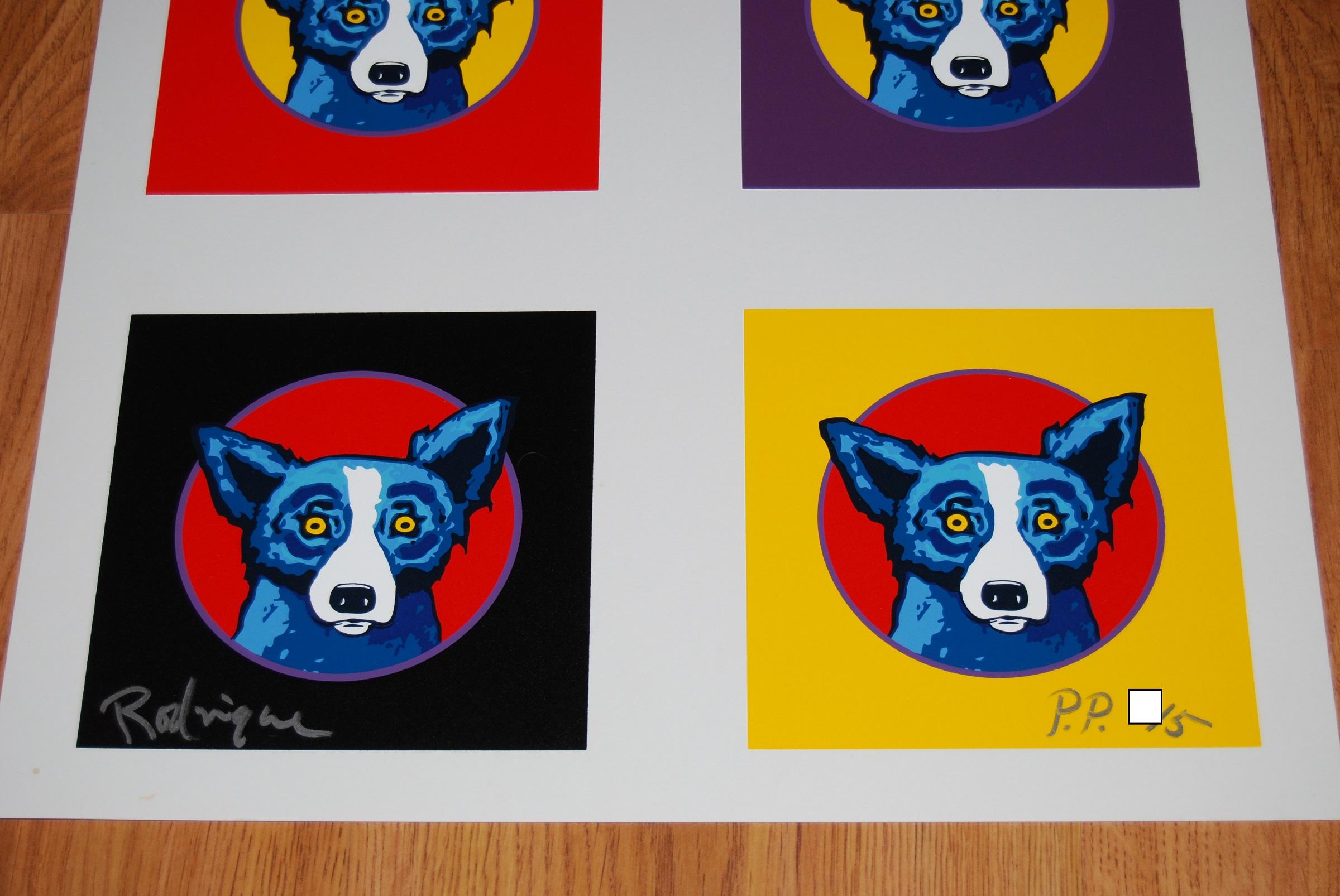 Beat My Drum - Impression sérigraphiée signée, chien bleu - Pop Art Print par George Rodrigue