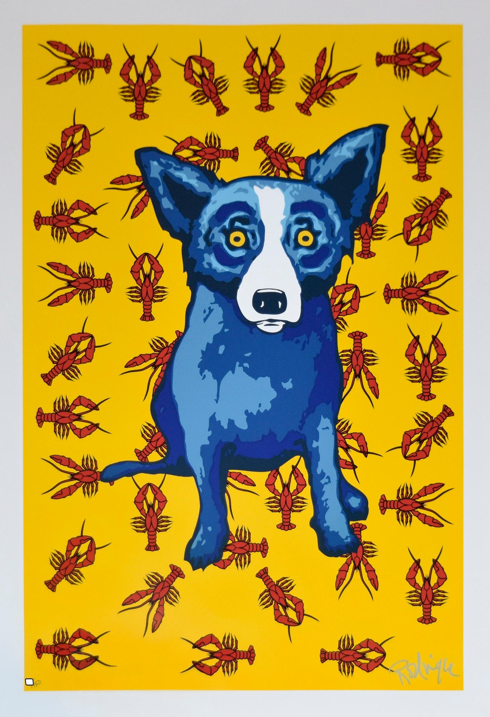 Animal Print de George Rodrigue - Perro Azul "Festín Cajún - Amarillo"