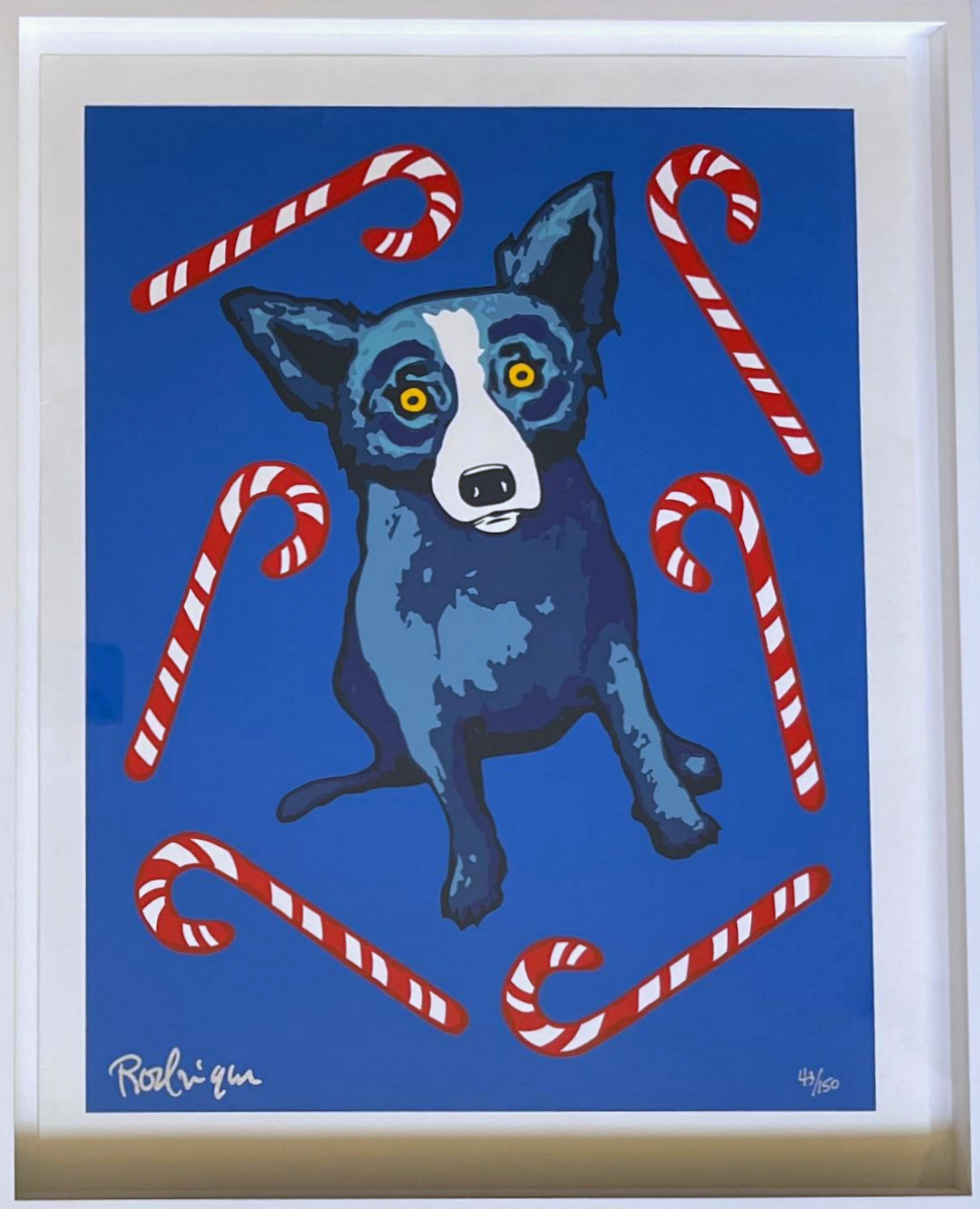 George Rodrigue
Blue Dog (Christmas Print), 2000
Color silkscreen
signed in silver ink and numbered from the edition of 150

A sweet, romantic holiday - or anytime - work of art. Charming for a child's (or grown ups) bedroom!
Measurements:
Framed
24