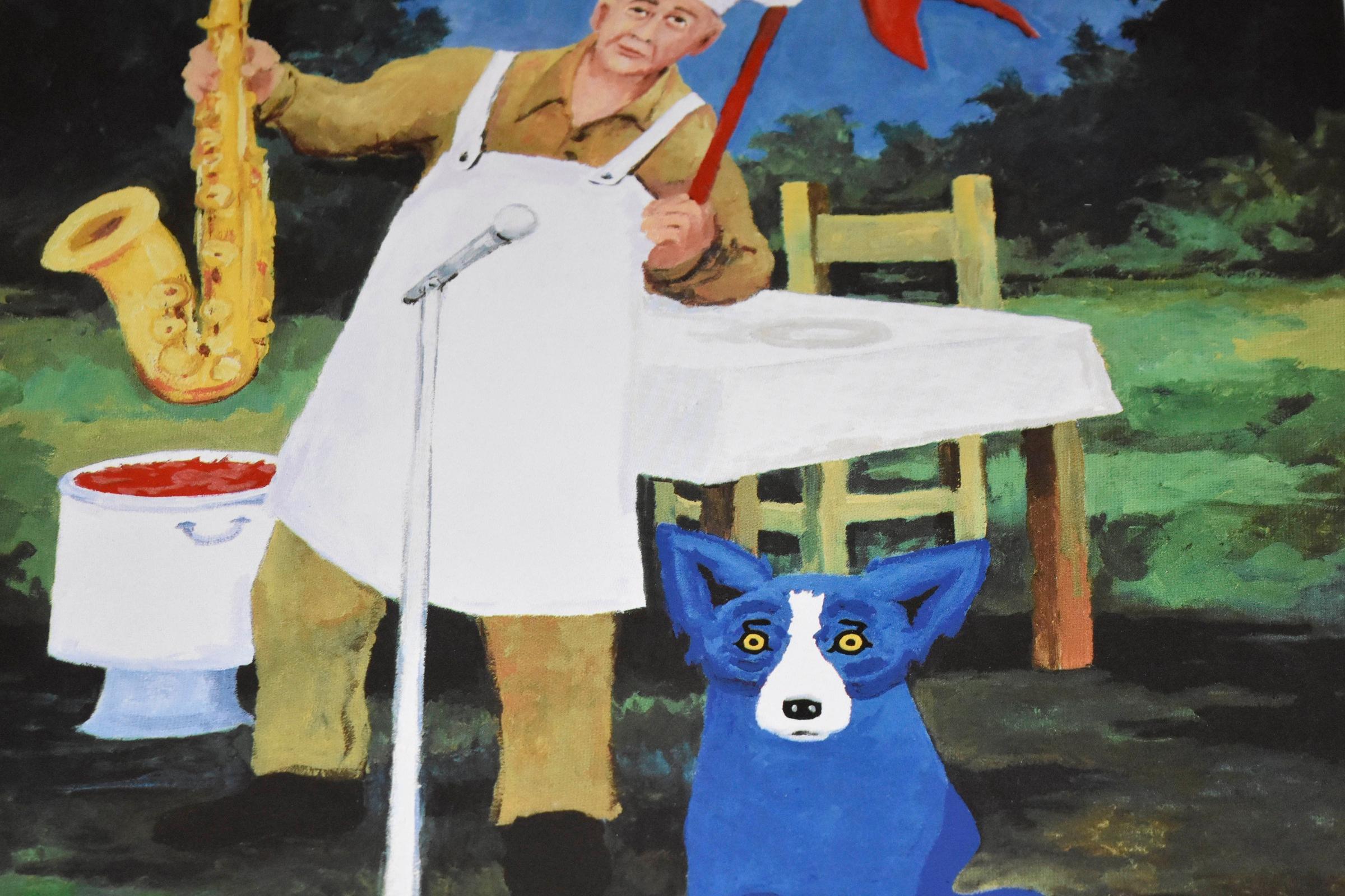 Dog Blue Dancing with the Crawfish - Pop Art Print par George Rodrigue
