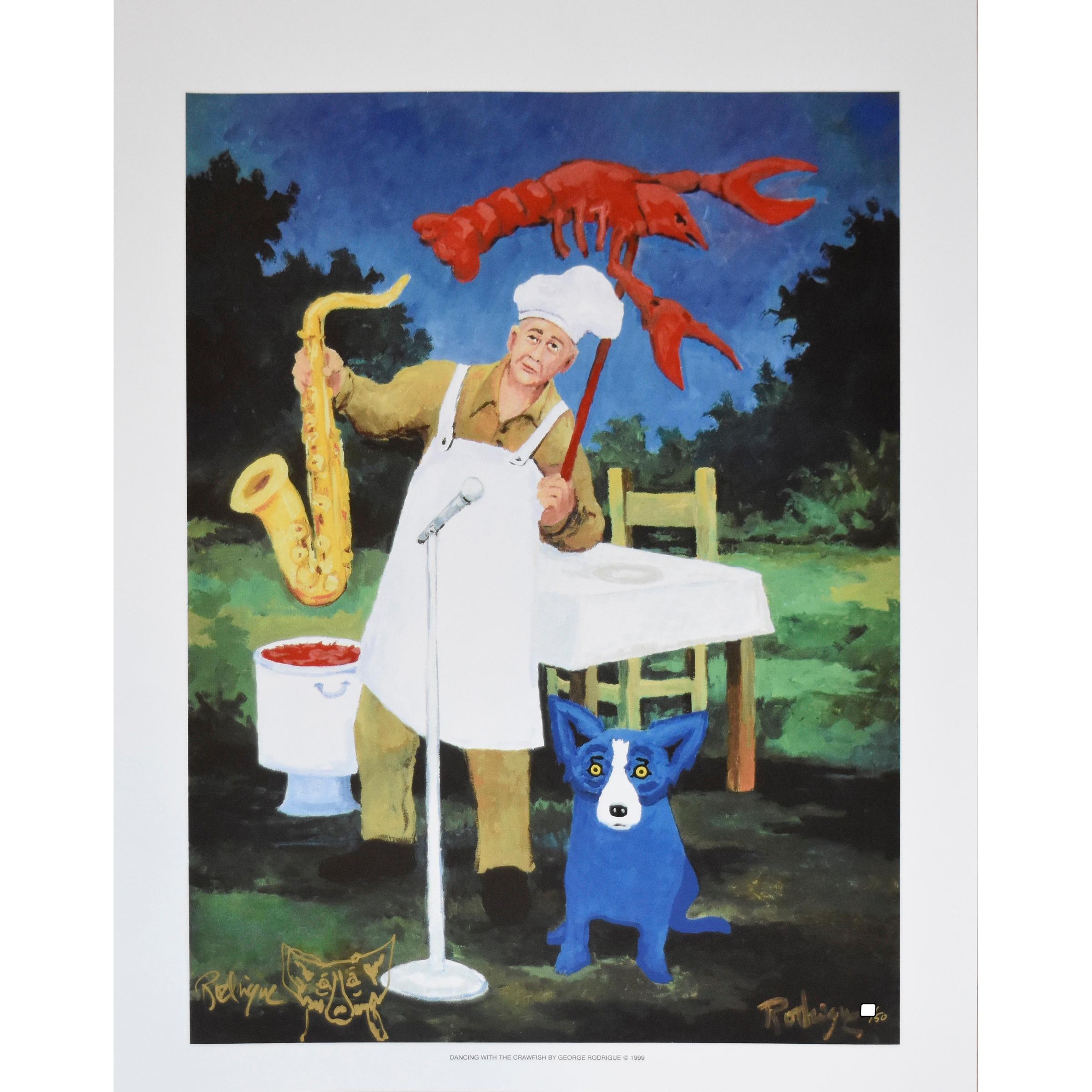 Dog Blue Dancing with the Crawfish en vente 1