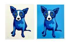 Blue Dog Diptych (2 artworks), Ltd Ed Silkscreens, George Rodrigue SIGNED