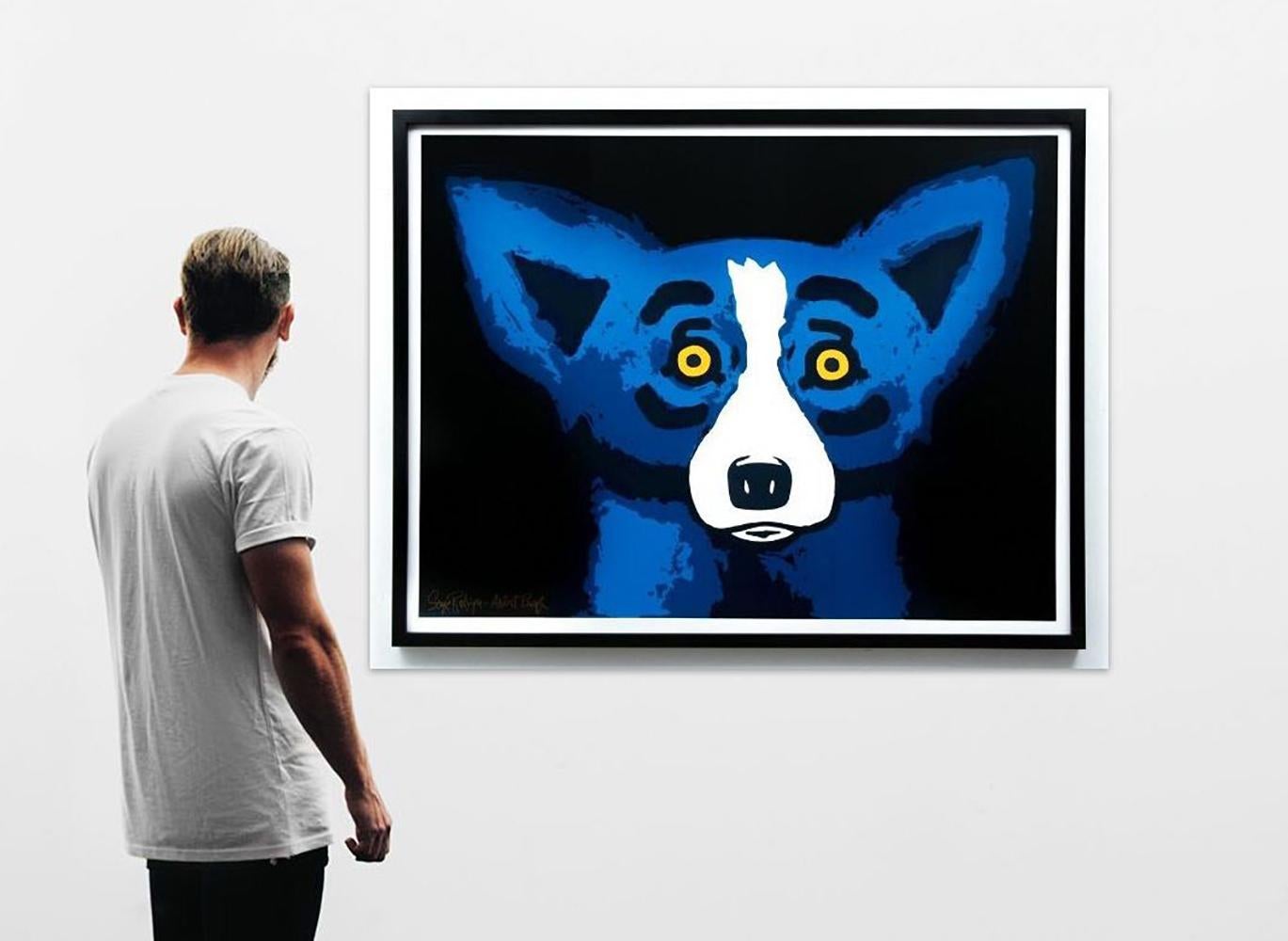 BLUE DOG - HEAD OVER HEELS BLACK - 2002 ARTIST PROOF - Print by George Rodrigue