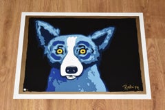 Blauer blauer Hund ""Head Shot Black"" Signierter nummerierter Druck