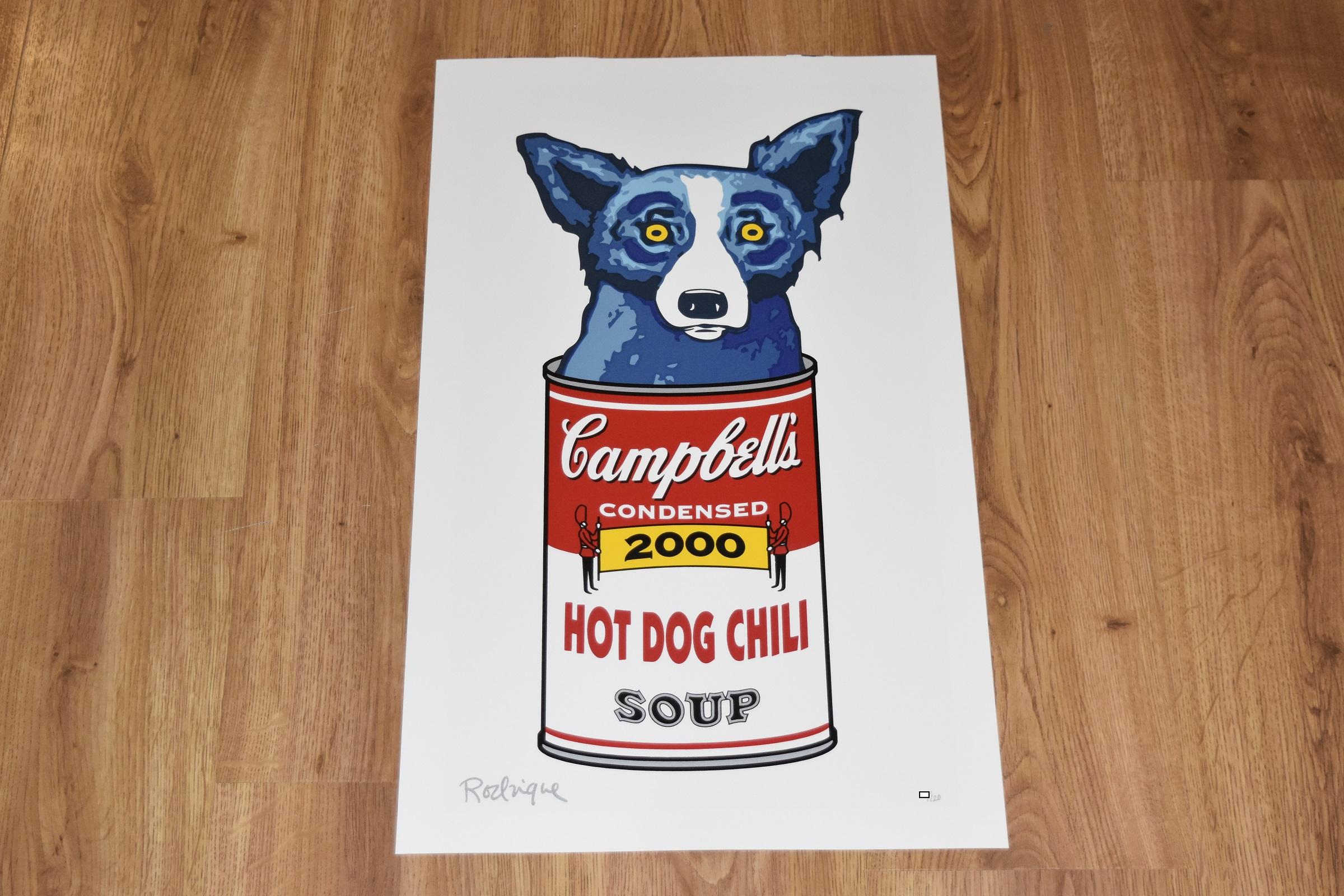 Blauer Hund „Hot Dog Chili“ – Print von George Rodrigue